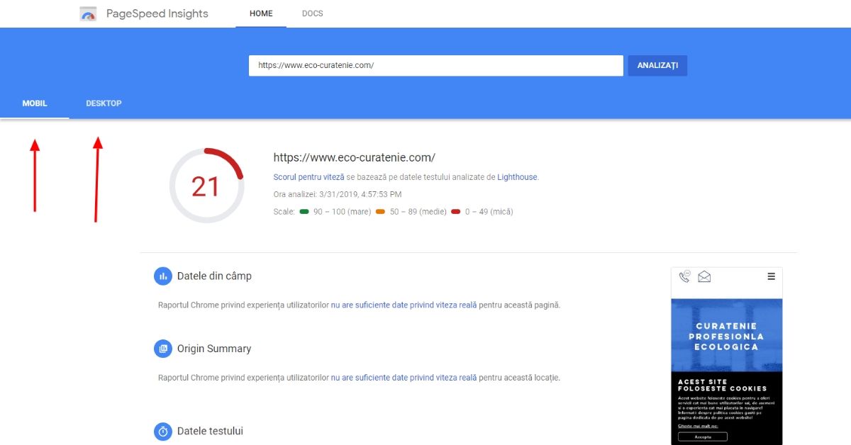 Optimizare SEO: Google PageSpeed
